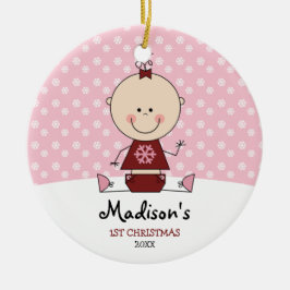 Snowflakes Baby Girl 1. Weihnachten Personalisiert Keramik Ornament