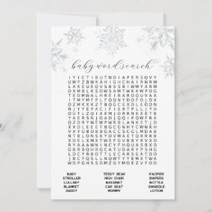 Snowflakes Baby Word Search Game Card Einladung