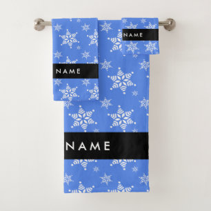 Snowflakes blanc, Bleu, Votre nom, Personnaliser