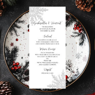 Snowflakes blanc Menu de mariage hivernal