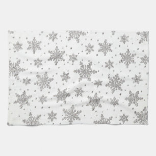 Snowflakes blanc Serviette de cuisine