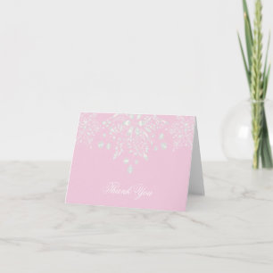 Snowflakes blancs sur Pink Merci Cartes de notes