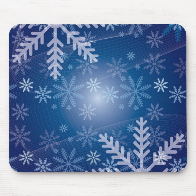 Snowflakes Blue Background Mousepad (Vorne)