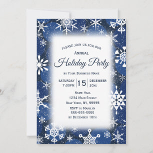 Snowflakes Blue Business Corporate Holiday Party Einladung