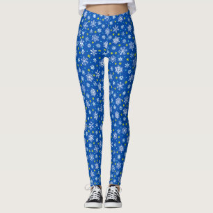 Snowflakes Blue Navy Blue Royal Blue Elegante Chic Leggings