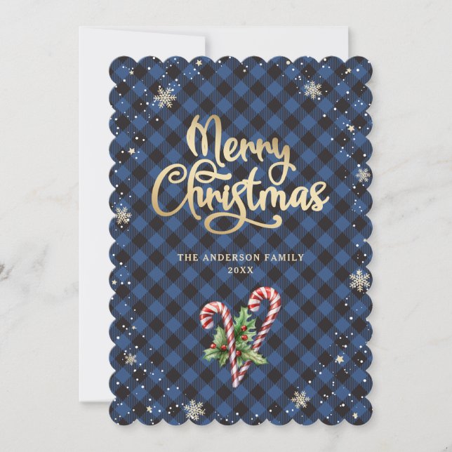 Snowflakes Candy Cane Holly Berries Weihnachten (Vorderseite)