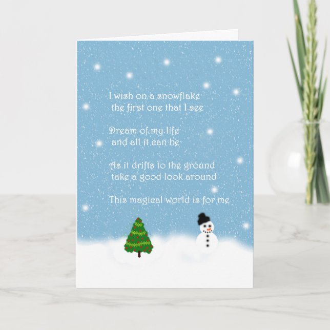 Snowflakes Carte de voeux poétique originale Noël (Devant)