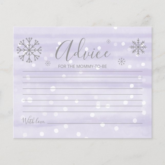 Snowflakes Cartes de conseil du Baby shower budgét (Devant)