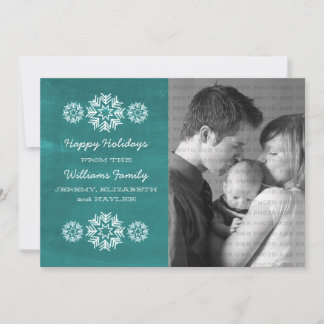 Snowflakes Chalkboard Foto Flat Card, Aquamarin Feiertagskarte