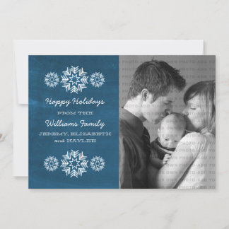 Snowflakes Chalkboard Foto Flat Card, Blue Feiertagskarte
