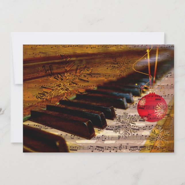 snowflakes collage pianiste rustique carte de fin  (Devant)