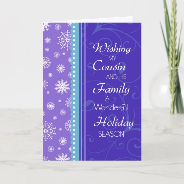 Snowflakes Cousin & sa carte de Noël familiale (Devant)