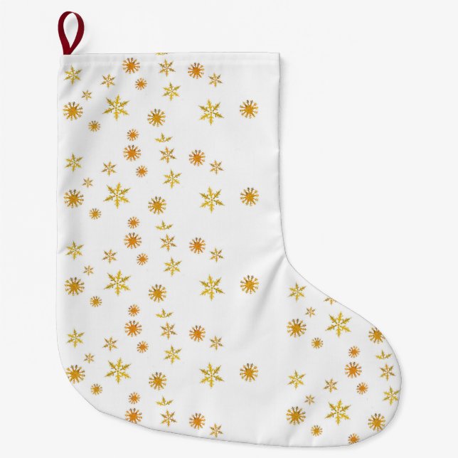 Snowflakes Custom Christmas Strumpf Großer Weihnachtsstrumpf (Vorderseite)