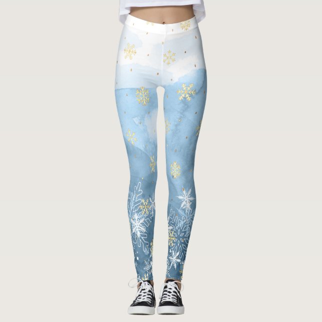 Snowflakes design Christmas Leggings (Devant)