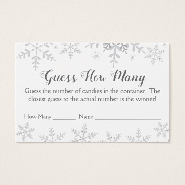 Snowflakes d'hiver Baby shower Devinez combien de  (Devant)