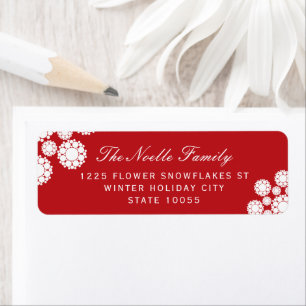 Snowflakes d'hiver Fleurs Étiquettes de adresse de