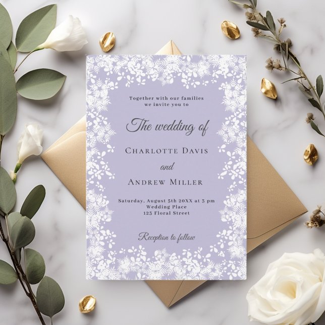 Snowflakes dusty lavender winter wedding einladung (Von Creator hochgeladen)
