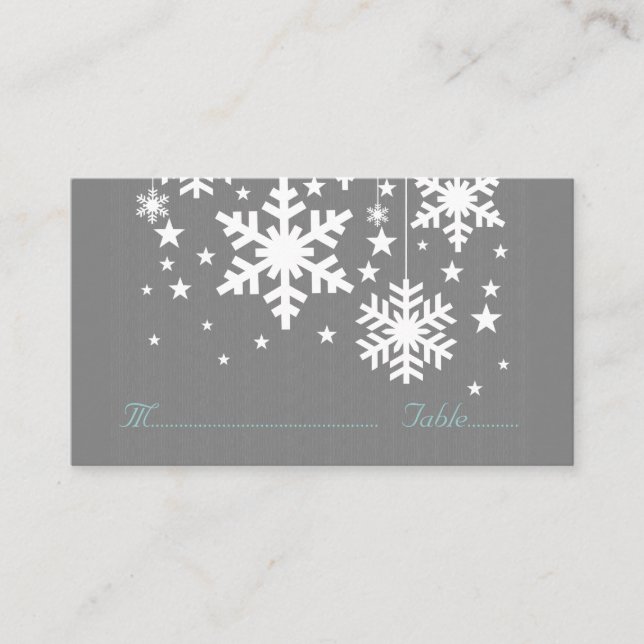 Snowflakes et Stars Carte Place, Grey (Devant)