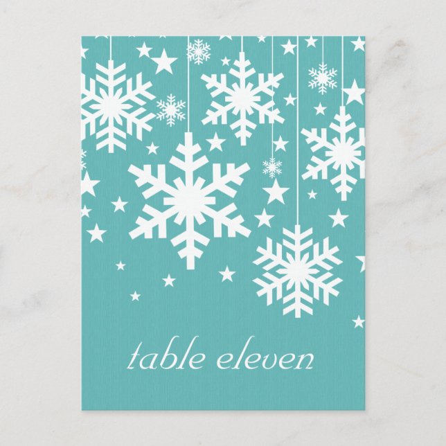 Snowflakes et Stars Table Carte postale, Turquoise (Devant)