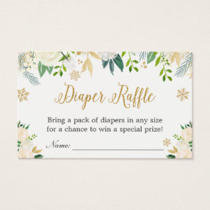 Snowflakes Floral Gold Baby shower Diaper Raffin
