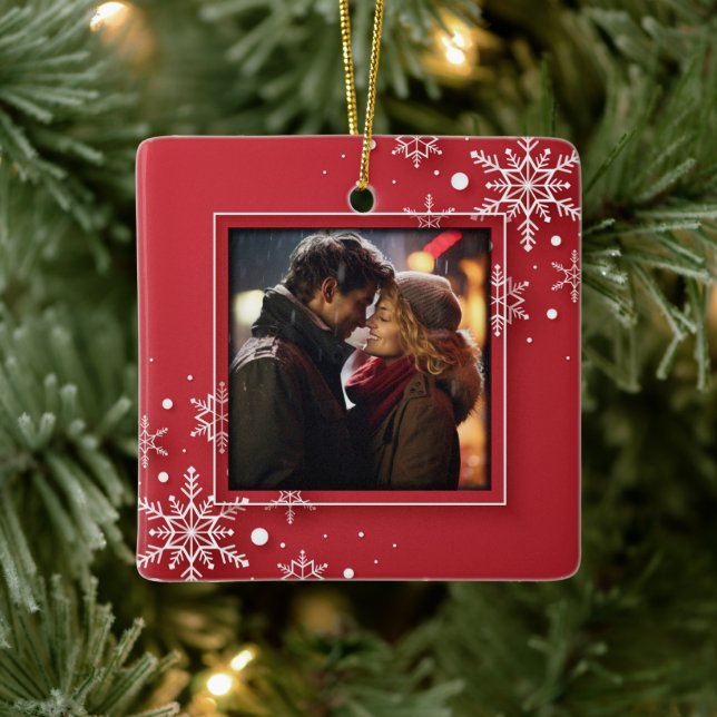 Snowflakes Foto Keramikornament (Baum)