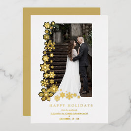 Snowflakes Frame Photo First Christmas Newlyweds  Folien Feiertagskarte