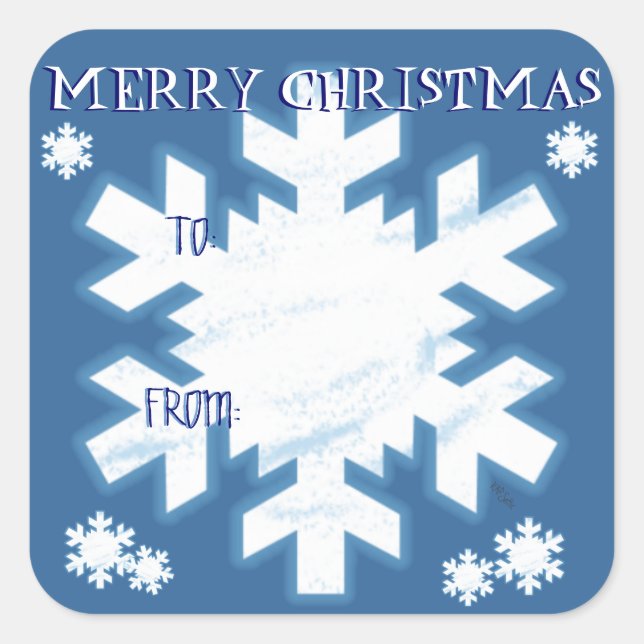 Snowflakes-Geschenk-Label Quadratischer Aufkleber (Vorderseite)