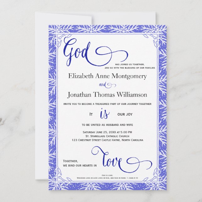 Snowflakes God is Liebe Christlich Wedding Card Einladung (Vorderseite)