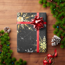 Snowflakes Gold Black Xmas Weihnachtsgeschenk