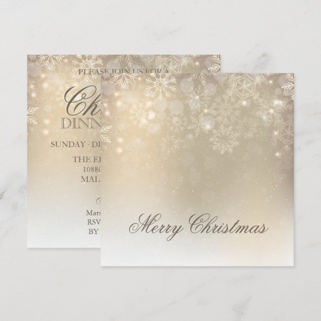 Snowflakes Gold Personalisierter Urlaub | Einladun Einladung (Vorne/Hinten)