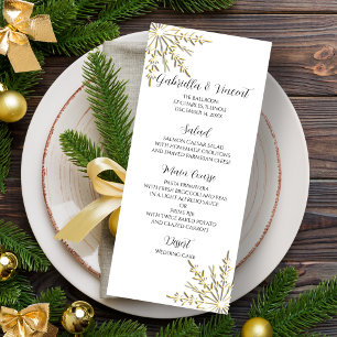 Snowflakes Gold sur le menu de mariage d'hiver bla