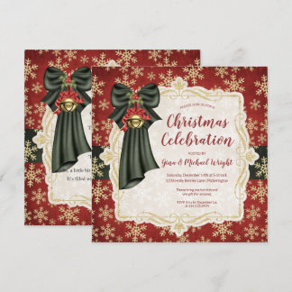 Snowflakes Golden Invitation à la fête de Noël