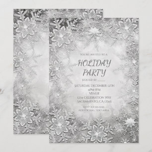 Snowflakes hiver Invitations Silver & White Party