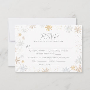 Snowflakes Hochzeitkarte RSVP mit Essensauswahl Karte