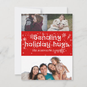 Snowflakes Holiday Hug Foto Grußkarte Feiertagskarte