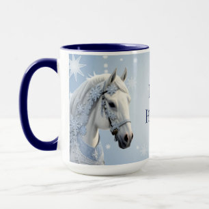Snowflakes Horse Fête de Noël Mug