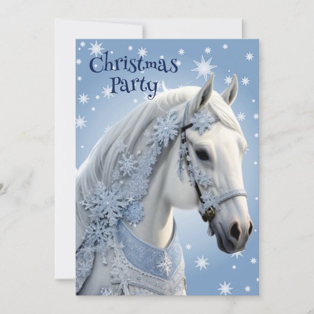 Snowflakes Horse Holiday Christmas Invitation (Devant)