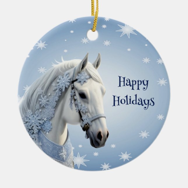 Snowflakes Horse Noël Ornement (Devant)
