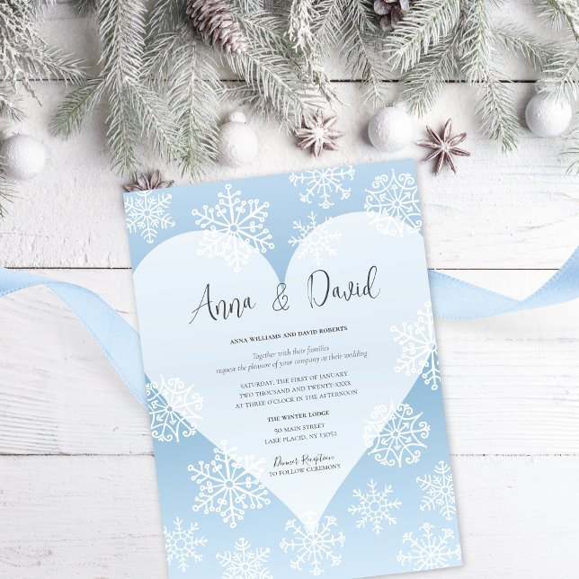 Snowflakes Icy Blue Winter Wedding Invitation (Créateur téléchargé)