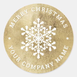 Snowflakes Imitats Weihnachtsunternehmen Runder Aufkleber
