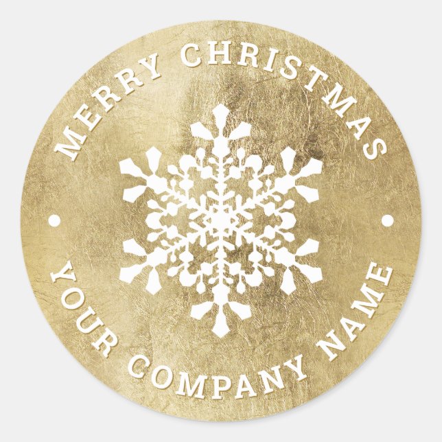 Snowflakes Imitats Weihnachtsunternehmen Runder Aufkleber (Vorderseite)