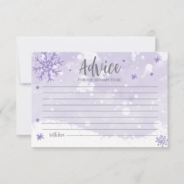 Snowflakes Lavender Baby shower Cartes de conseil (Devant)