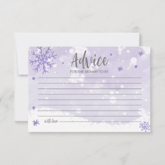 Snowflakes Lavender Baby shower Cartes de conseil