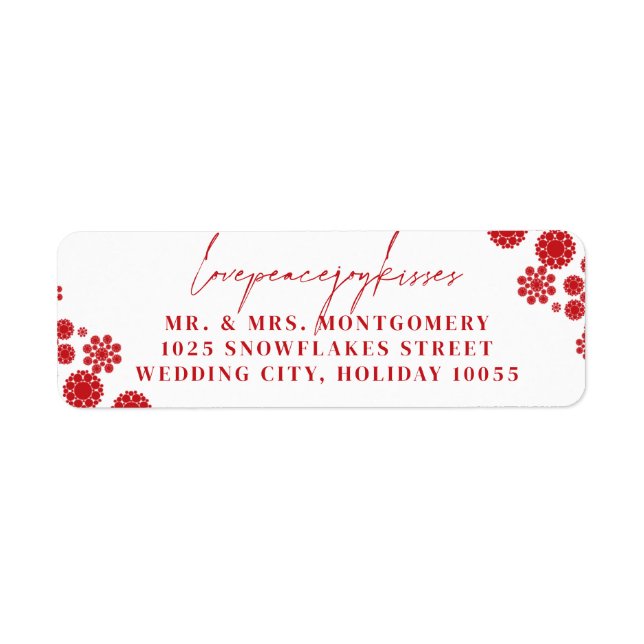 Snowflakes Liebe Peace Joy Kisses Wedding Address (Vorne)