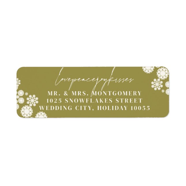 Snowflakes Liebe Peace Joy Kisses Wedding Address (Vorne)