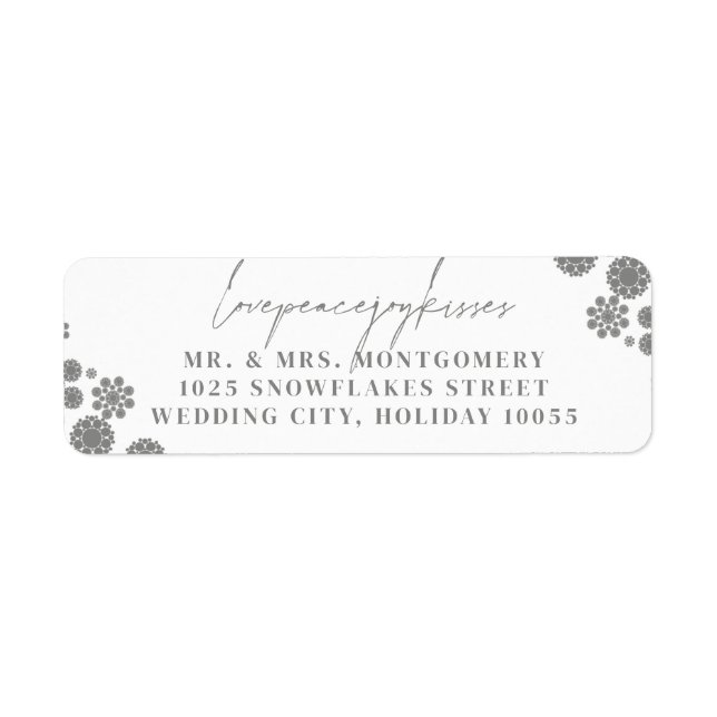 Snowflakes Liebe Peace Joy Kisses Wedding Address (Vorne)