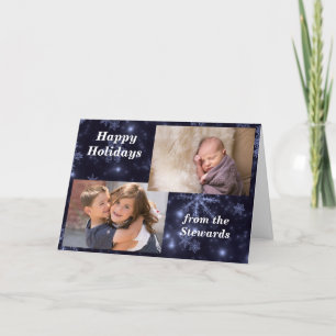 Snowflakes Midnight Blue Holidays Fotokarte Feiertagskarte