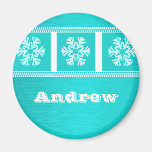 Snowflakes moderne Magnet de vacances, Turquoise