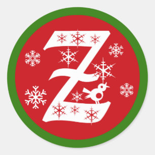Snowflakes Monogram Letter Z Runder Aufkleber