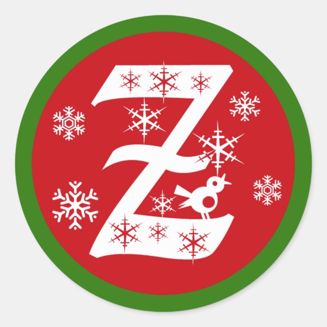 Snowflakes Monogram Letter Z Runder Aufkleber (Vorderseite)